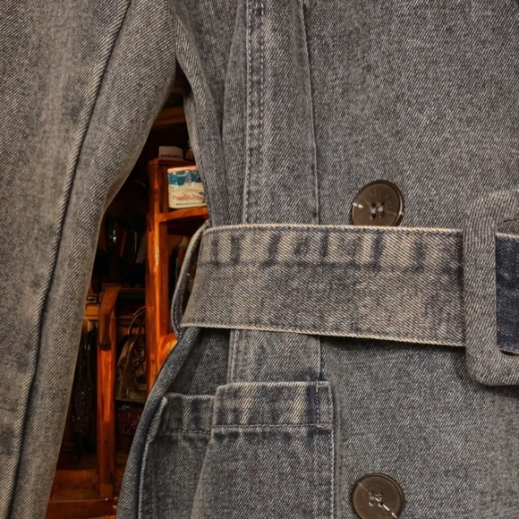 Anthropologie Avec Les Filles Denim Trench Coat Belted Double Breasted. Size M - Picture 4 of 12